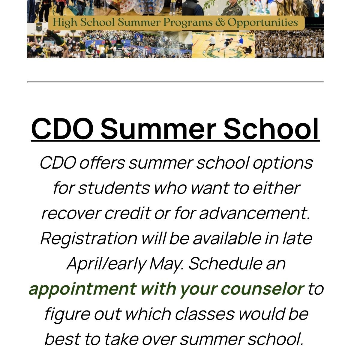  CDO Summer School Information