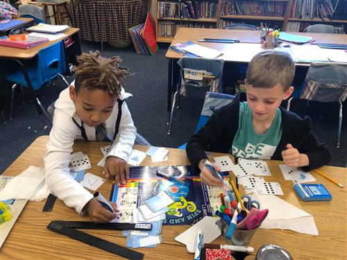 Two students working