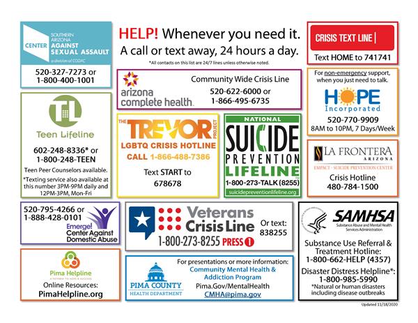 Family Resources / Mental Health 24 Hour Crisis Line