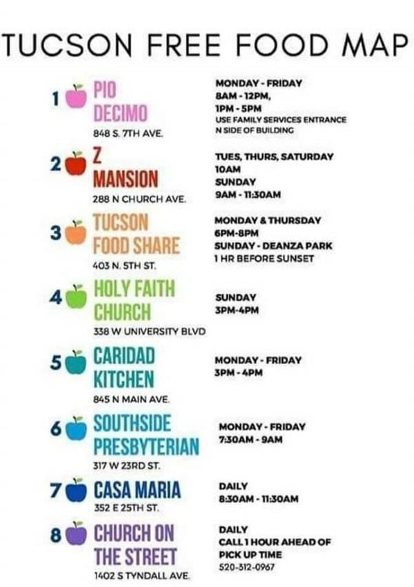 Tucson free food map 